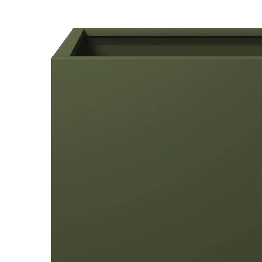 Jardinière vert olive 30x30x30 cm acier - 7