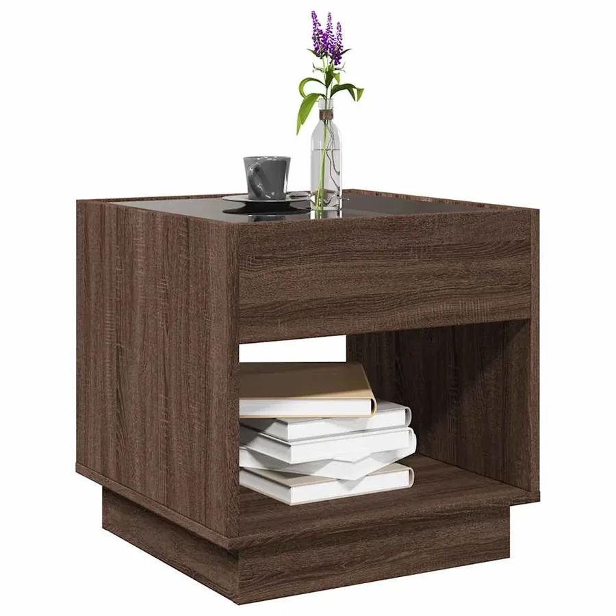 Table basse avec LED infini chêne marron 50x50x50 cm - 5