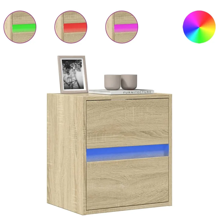Meuble TV mural avec lumières LED chêne sonoma 41x31x45 cm - 2