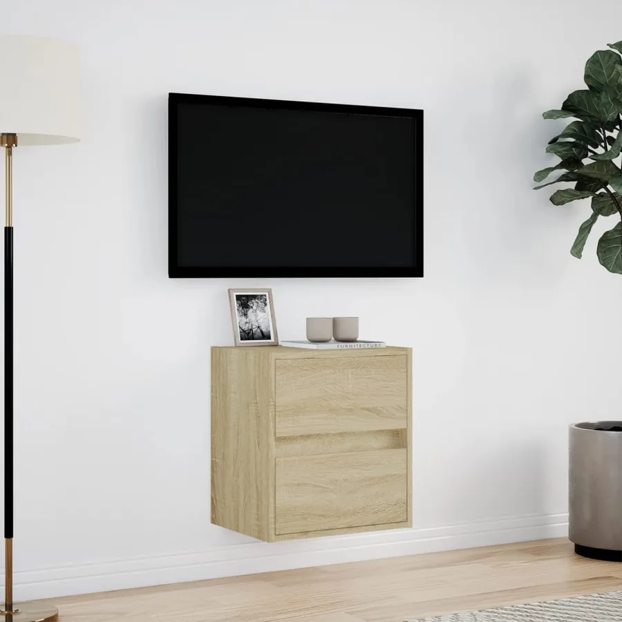 Meuble TV mural avec lumières LED chêne sonoma 41x31x45 cm - 4