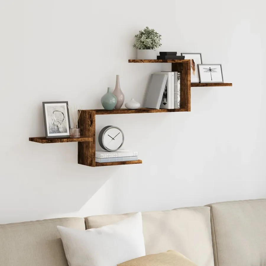 Étagère murale chêne fumé 104x15x49 cm bois d'ingénierie