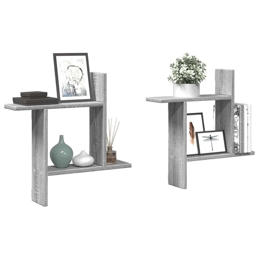 Étagères murales 2pcs sonoma gris 50x12x50 cm bois d'ingénierie - 4
