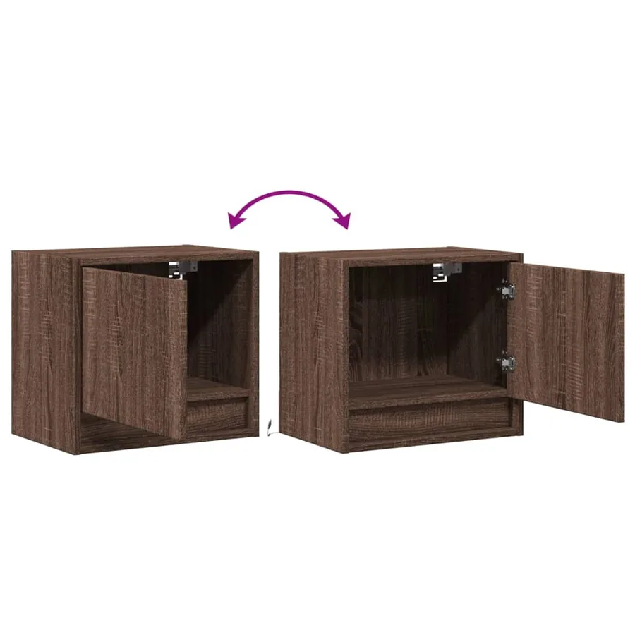 Tables de chevet murales avec lumières LED 2 pcs chêne marron - 10