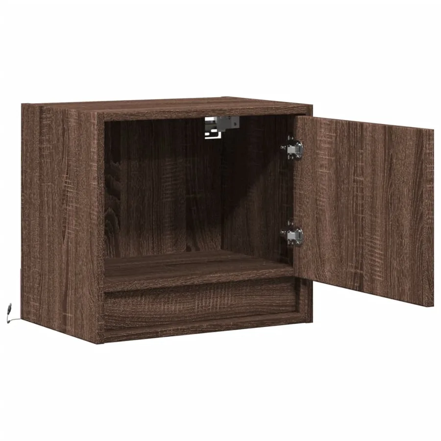 Tables de chevet murales avec lumières LED 2 pcs chêne marron - 7