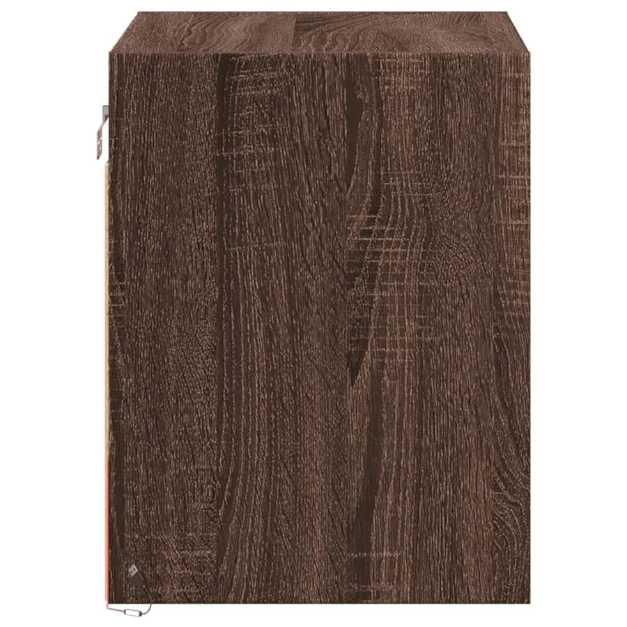 Tables de chevet murales avec lumières LED 2 pcs chêne marron - 8