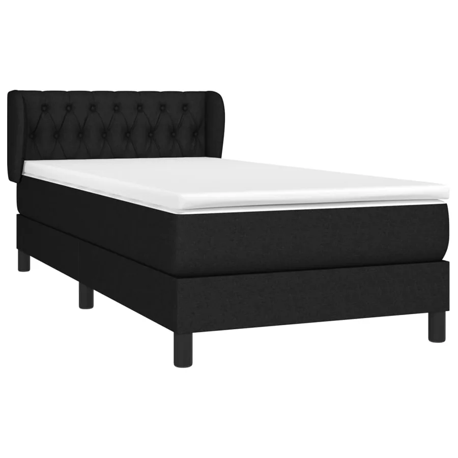 Sommier à lattes de lit avec matelas Noir 100x200 cm Tissu - 3