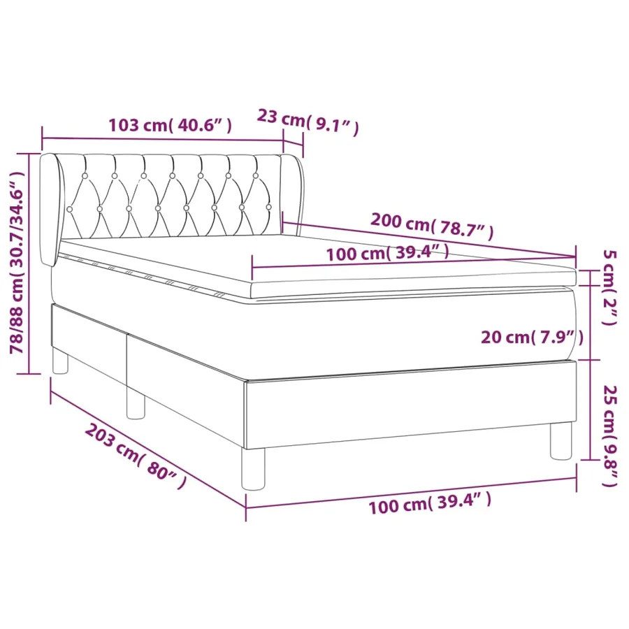 Sommier à lattes de lit avec matelas Noir 100x200 cm Tissu - 7
