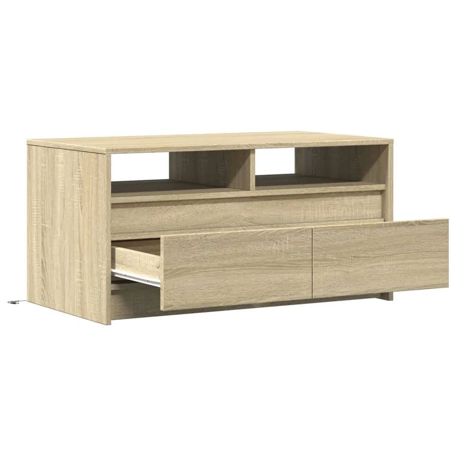 Table basse avec lumières LED chêne sonoma bois d'ingénierie - 9