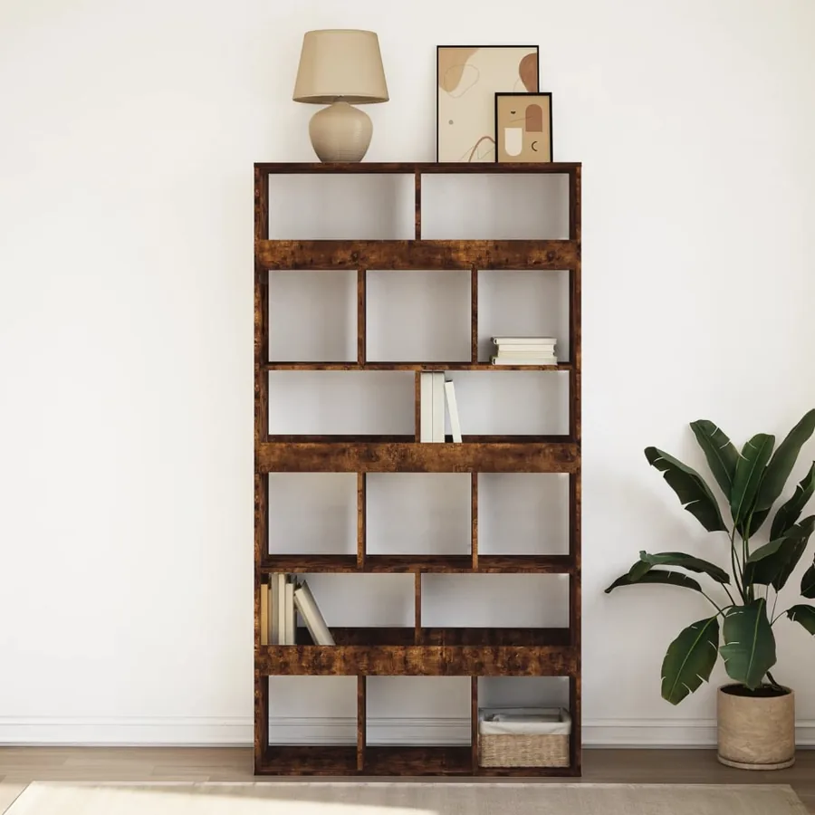 Bibliothèque chêne fumé 100x33x187,5 cm bois d'ingénierie - 3