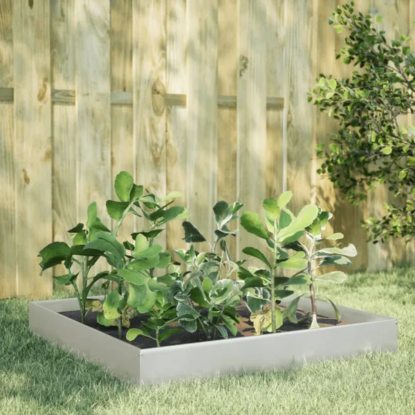 Lit surélevé de jardin 100x100x26 cm acier inoxydable