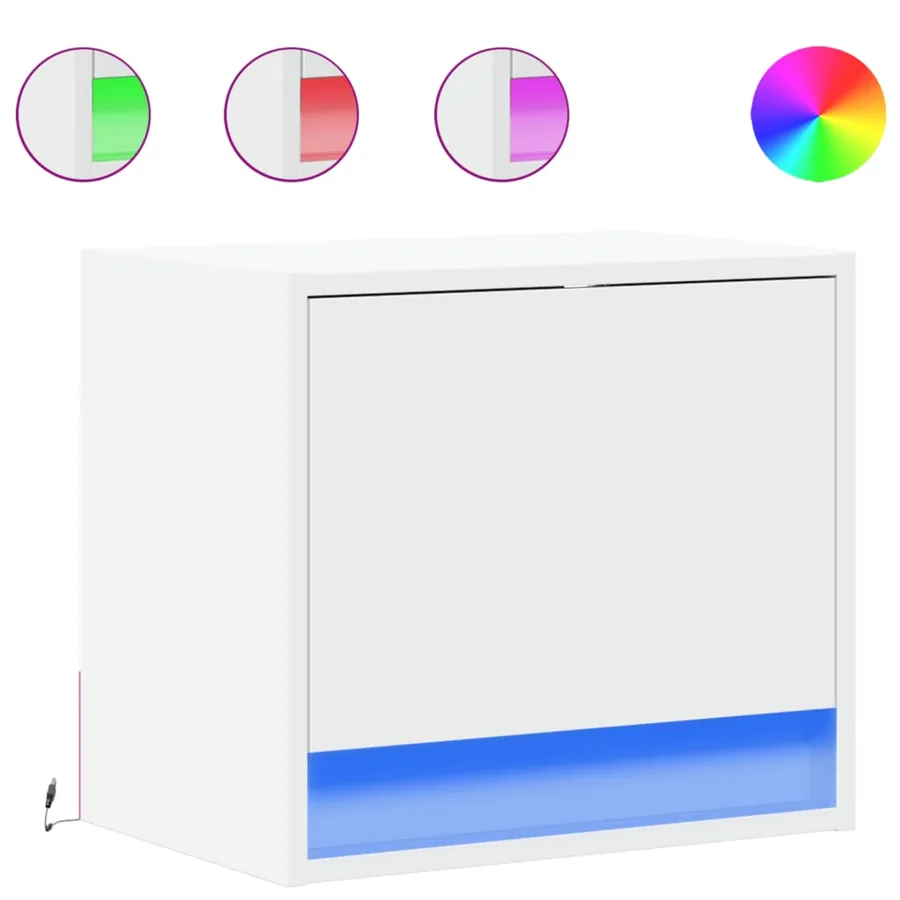 Tables de chevet murales avec lumières LED 2 pcs blanc - 2
