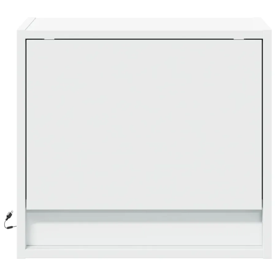 Tables de chevet murales avec lumières LED 2 pcs blanc - 6
