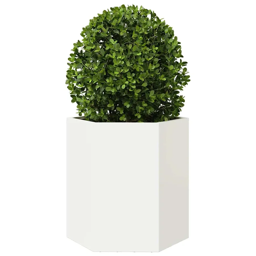 Jardinières 2 pcs blanc hexagone 46x40x45 cm acier - 5