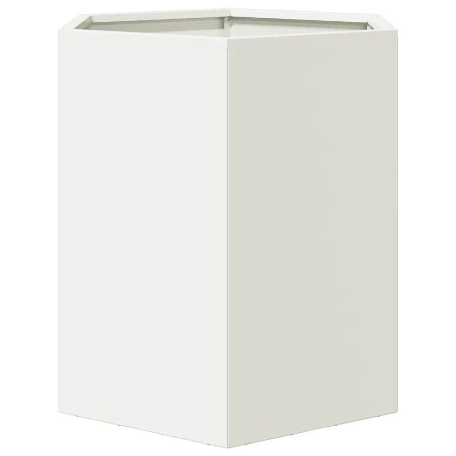 Jardinières 2 pcs blanc hexagone 46x40x45 cm acier - 7