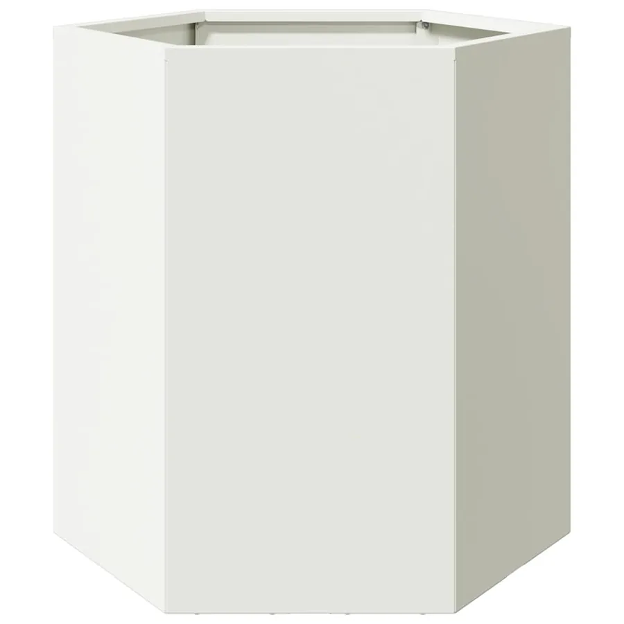 Jardinières 2 pcs blanc hexagone 46x40x45 cm acier - 9