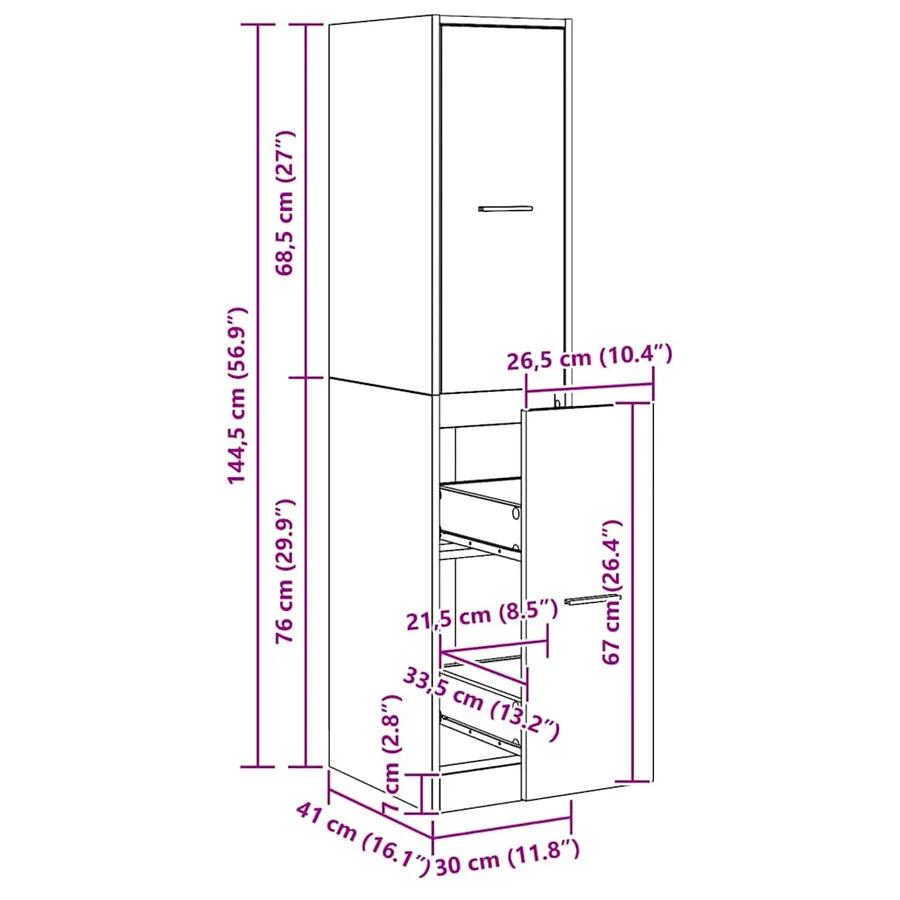 Armoire d'apothicaire Chêne artisanal 30x41x144,5 cm Bois d'ingénierie - 12