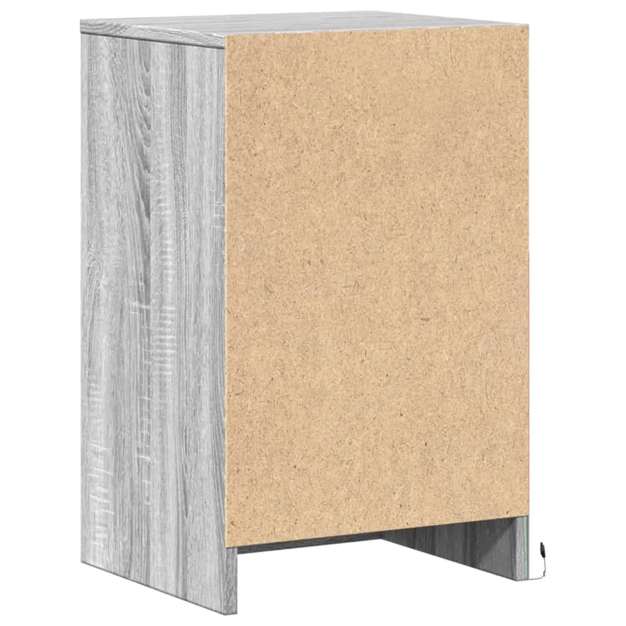 Armoire de chevet et lumières LED sonoma gris bois d'ingénierie - 8
