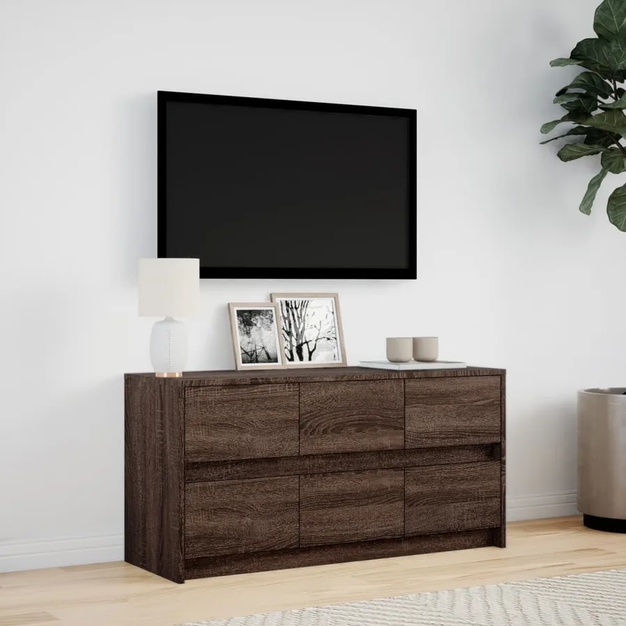 Meuble TV avec LED chêne marron 100x34x50 cm bois d'ingénierie - 3