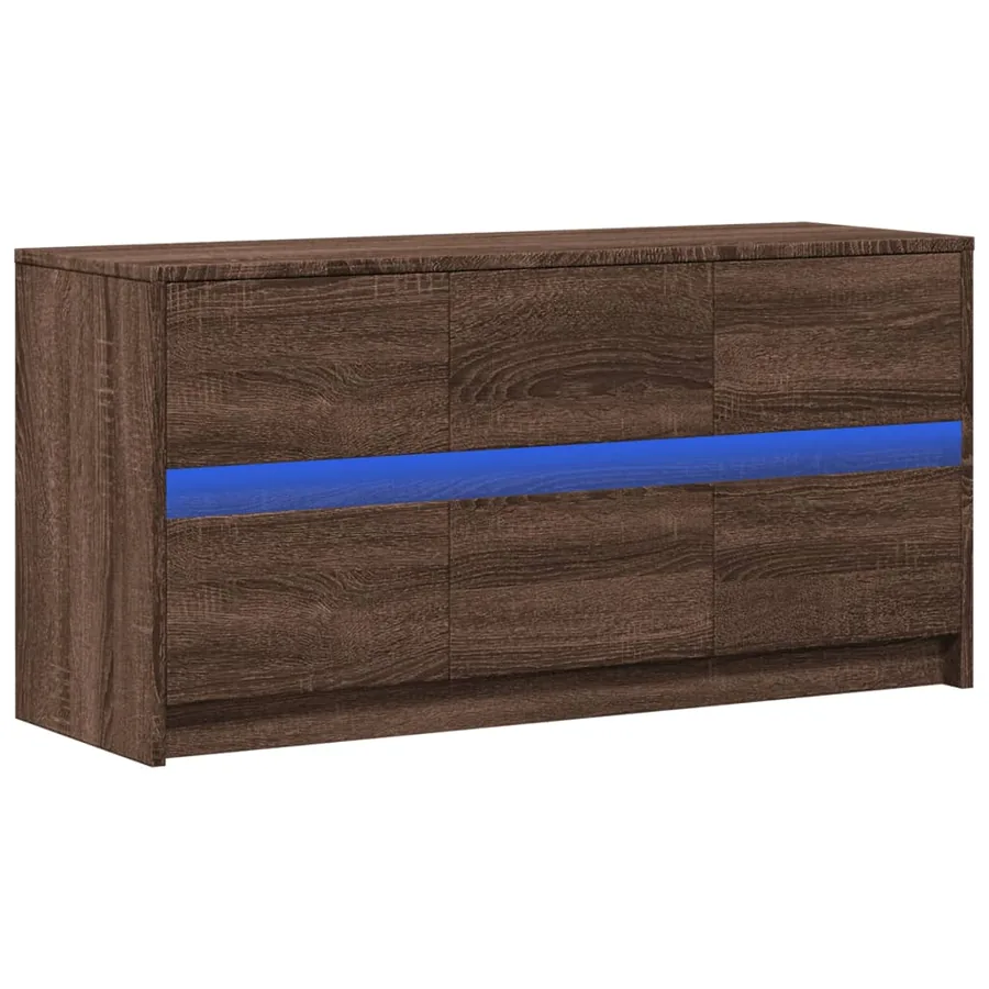 Meuble TV avec LED chêne marron 100x34x50 cm bois d'ingénierie - 5