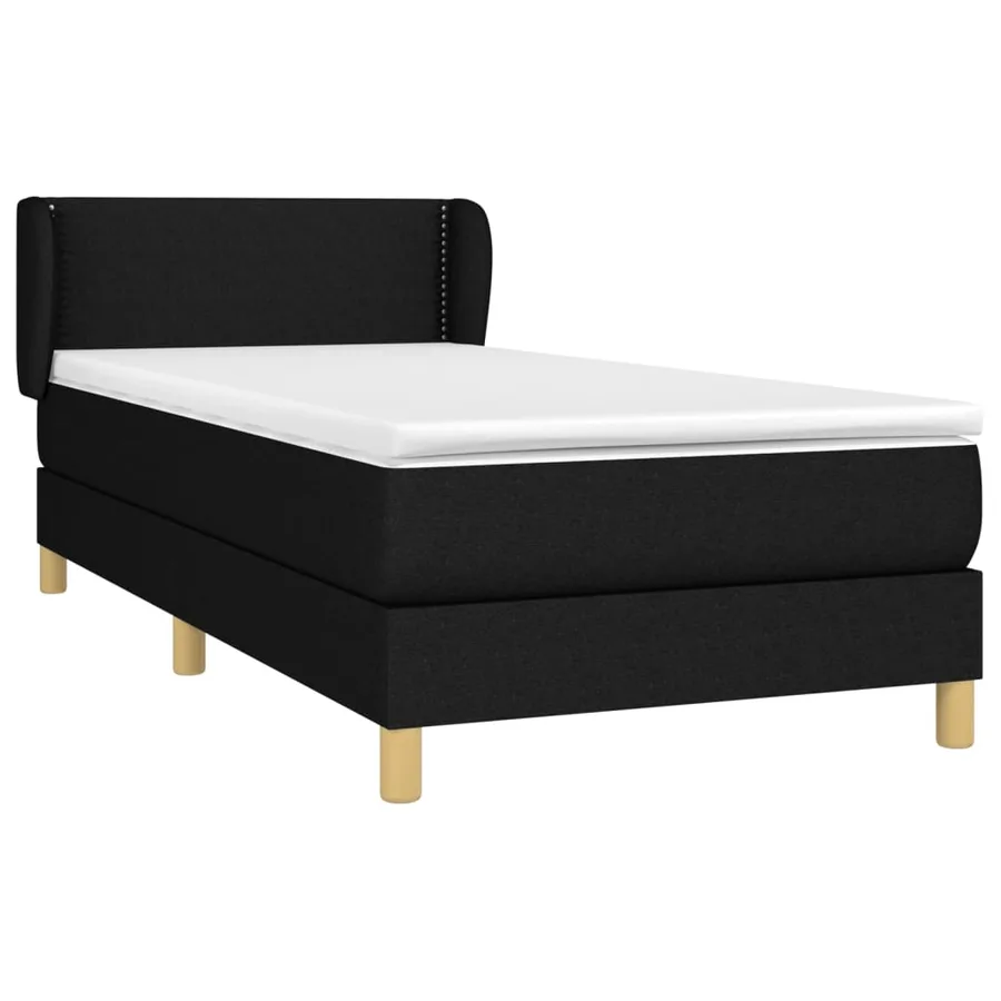 Sommier à lattes de lit avec matelas Noir 90x200 cm Tissu - 3