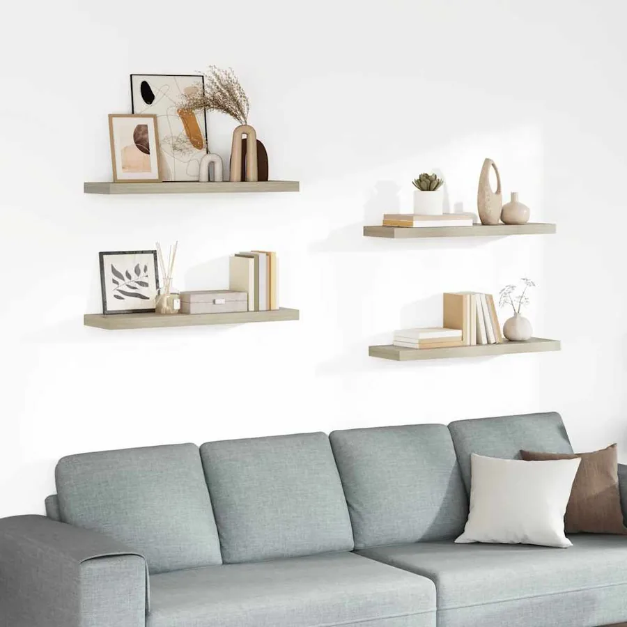 Étagères murales flottantes 4 pcs Chêne 80x23,5x3,8 cm MDF