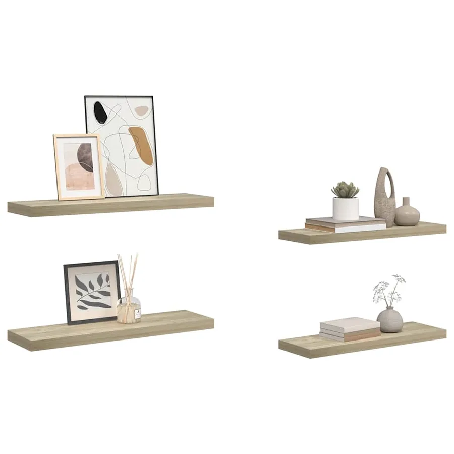 Étagères murales flottantes 4 pcs Chêne 80x23,5x3,8 cm MDF - 5