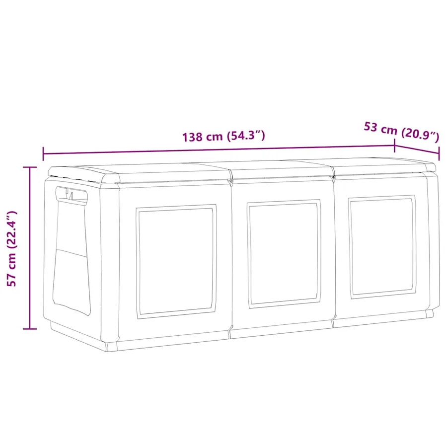 Boîte de rangement de jardin 138x53x57 cm 330 L Gris foncé noir - 10