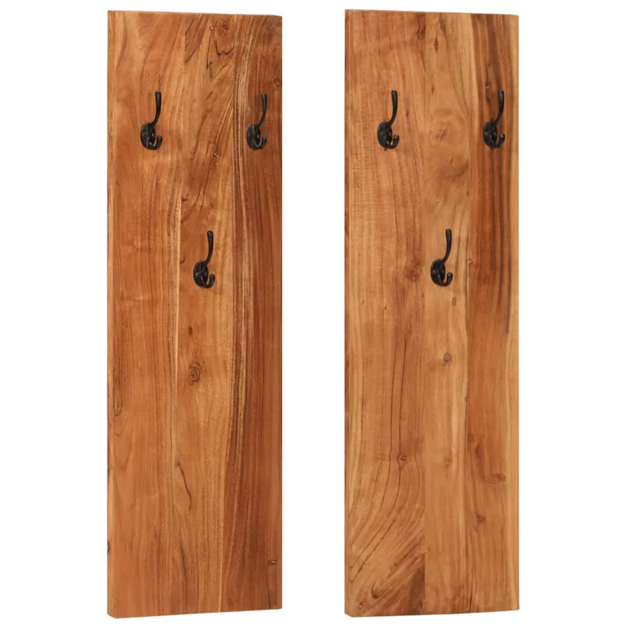Porte-manteaux muraux 2 pcs 36x3x110 cm Bois d'acacia massif