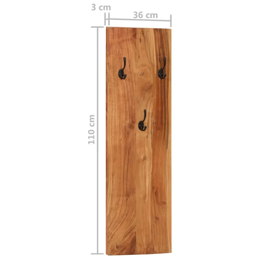 Porte-manteaux muraux 2 pcs 36x3x110 cm Bois d'acacia massif - 8