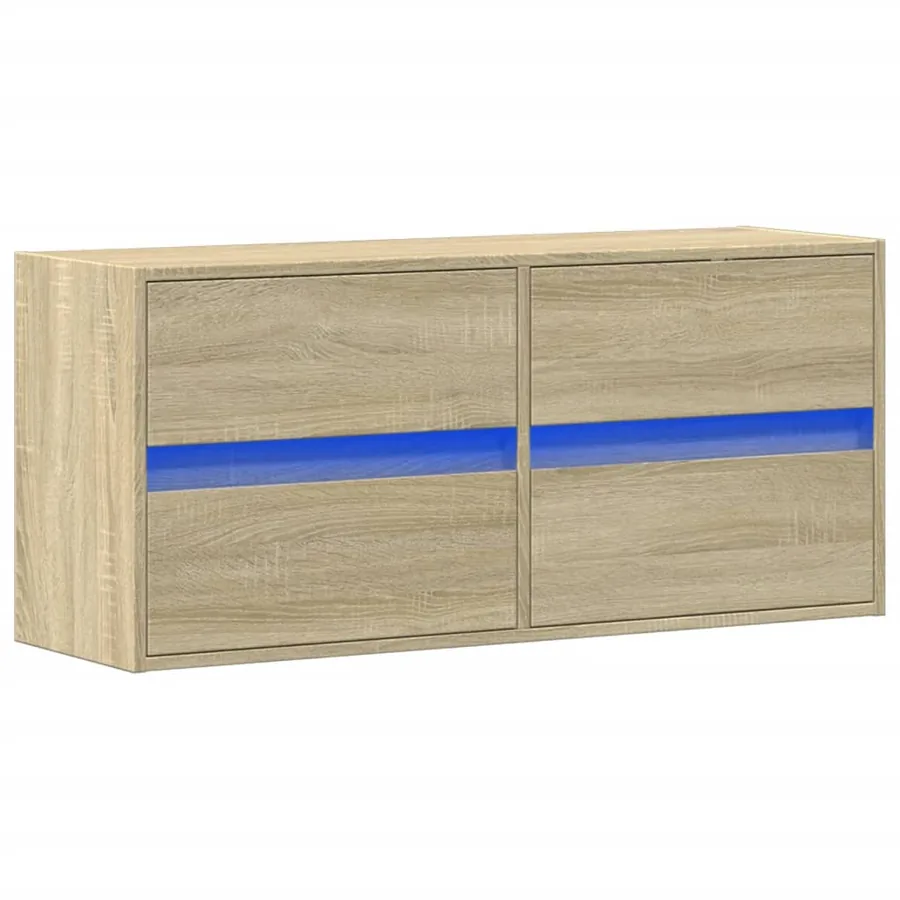 Meuble TV mural avec lumières LED chêne sonoma 100x31x45 cm - 3