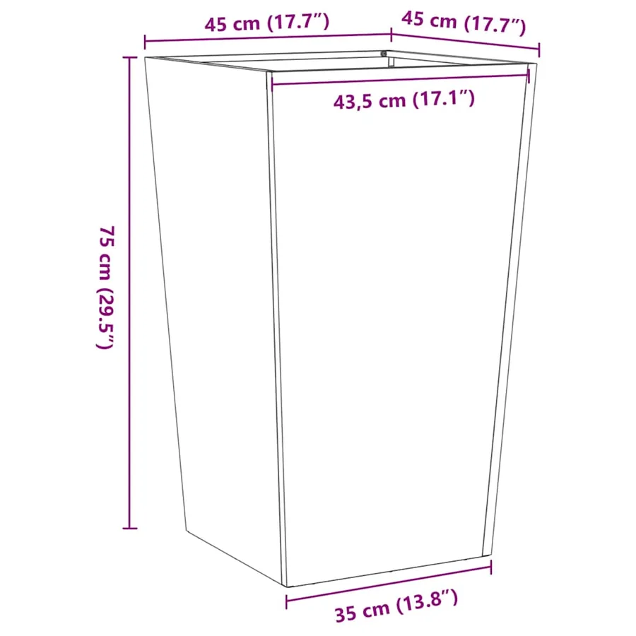 Jardinières 2 pcs 45x45x75 cm acier résistant aux intempéries - 14