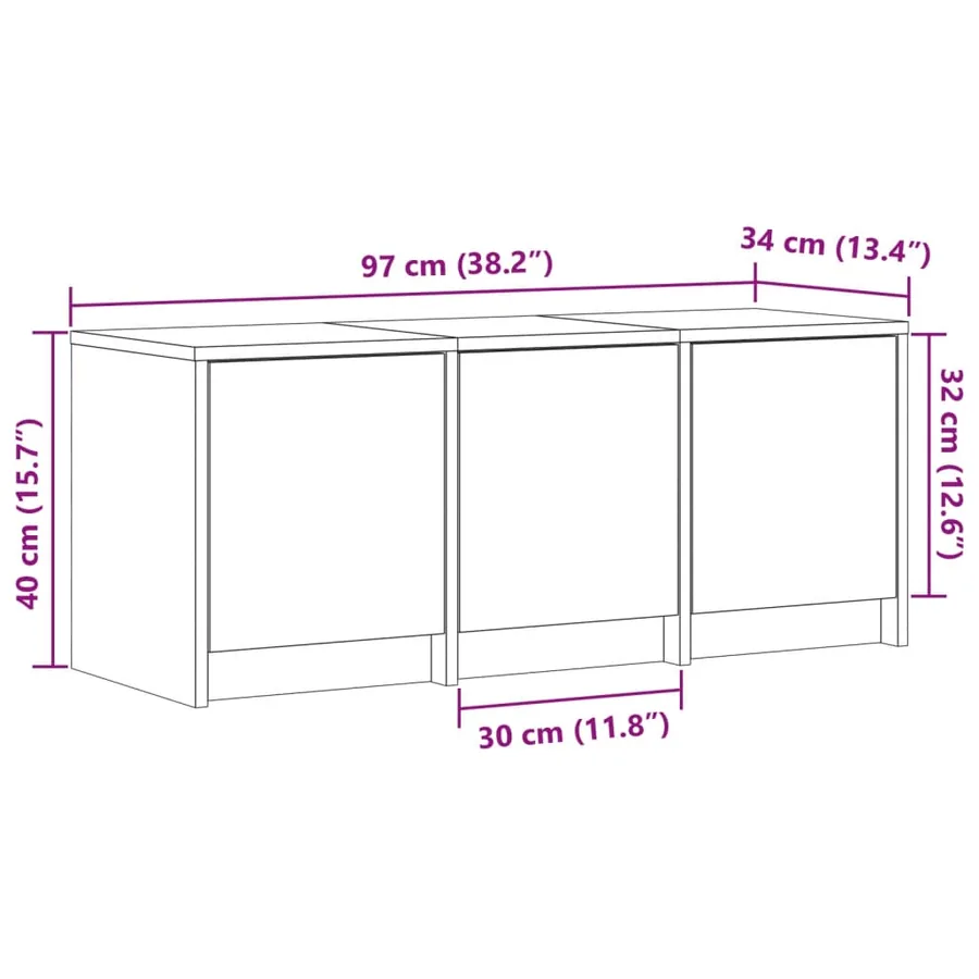 Meuble TV avec LED chêne fumé 97x34x40 cm bois d'ingénierie - 14