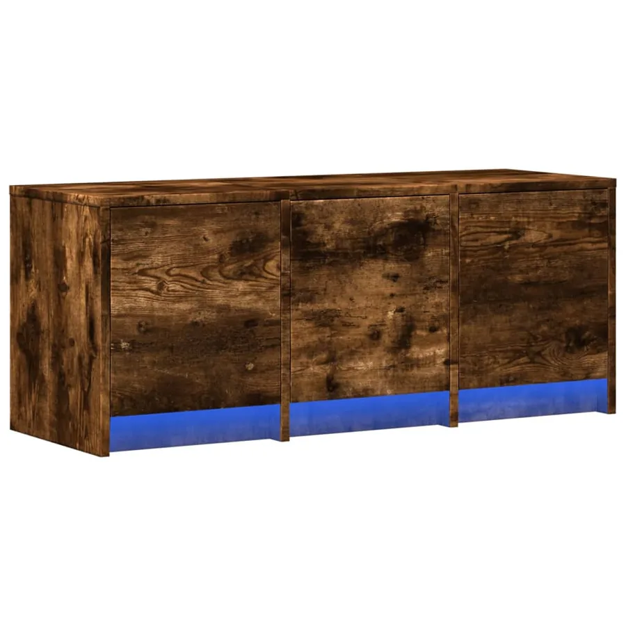 Meuble TV avec LED chêne fumé 97x34x40 cm bois d'ingénierie - 5