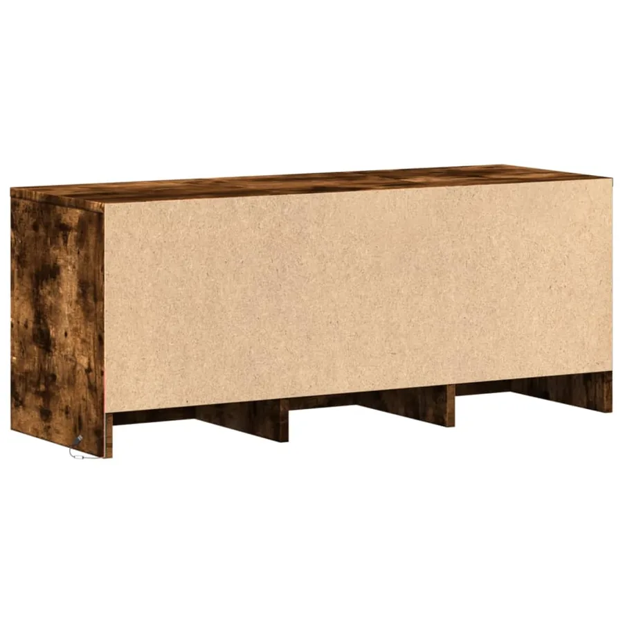 Meuble TV avec LED chêne fumé 97x34x40 cm bois d'ingénierie - 7