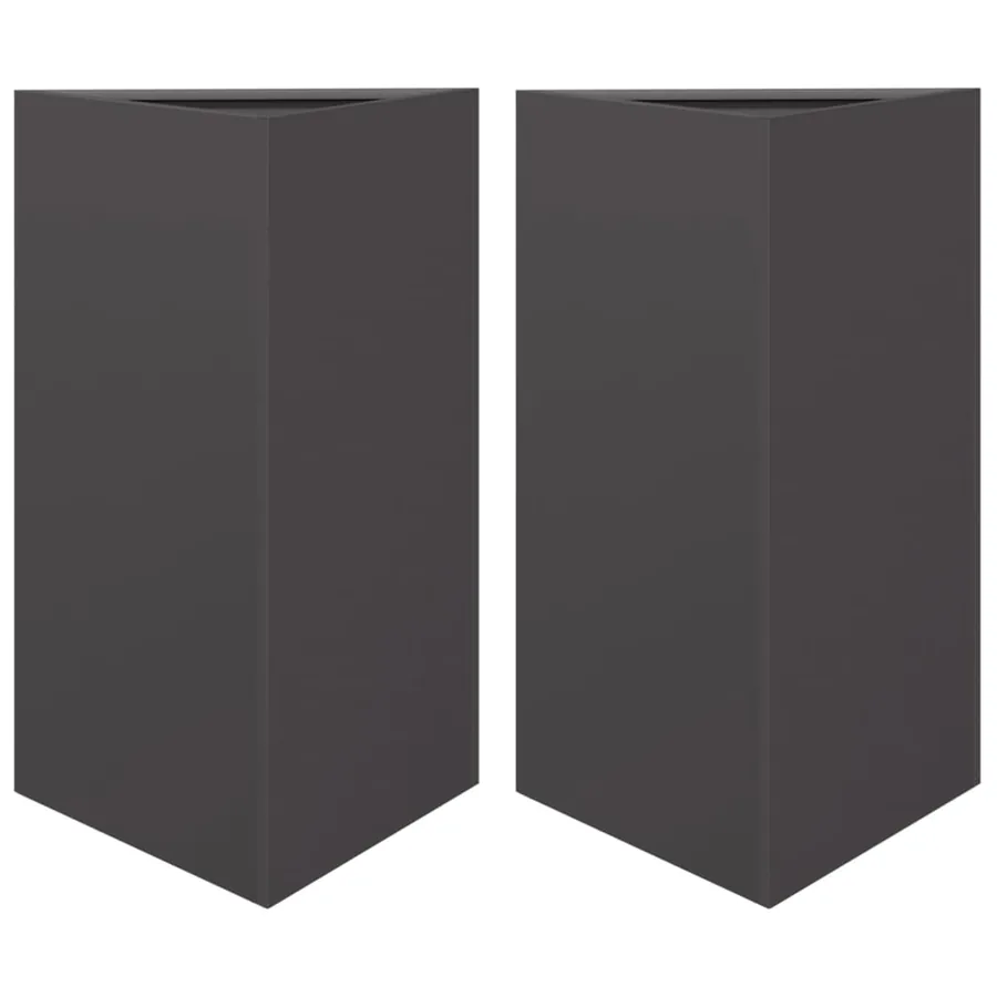 Jardinières 2 pcs noir triangulaire 50x43x75 cm acier - 2