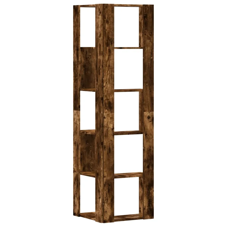 Bibliothèque d'angle à 5 niveaux chêne fumé bois d'ingénierie - 6
