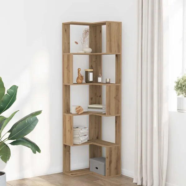 Bibliothèque d'angle 5 niveaux chêne artisanal bois ingénierie