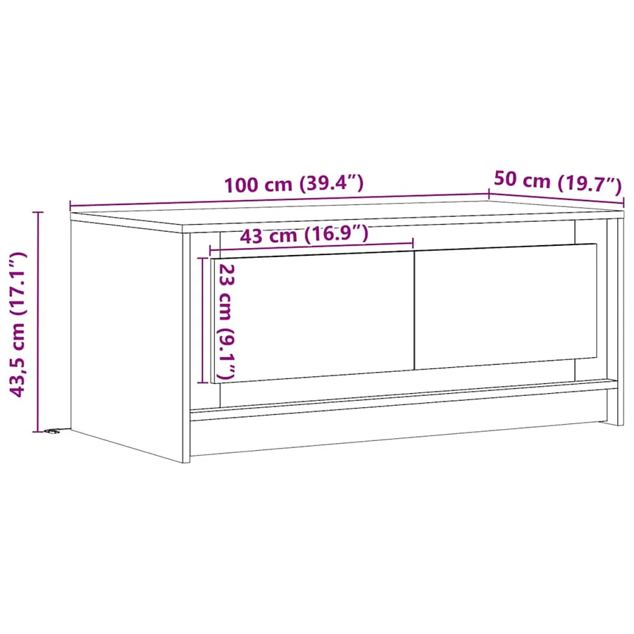 Table basse avec lumières LED noir bois d'ingénierie - 14