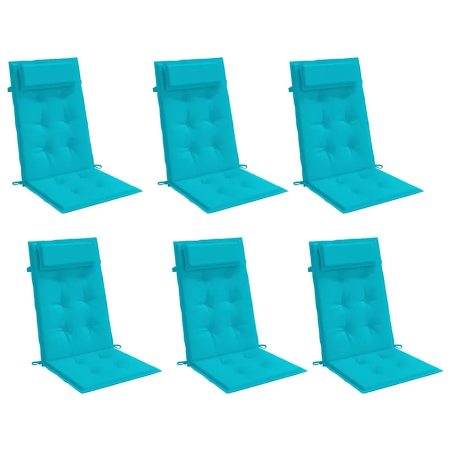 Coussins de chaise à dossier haut lot de 6 turquoise - 3