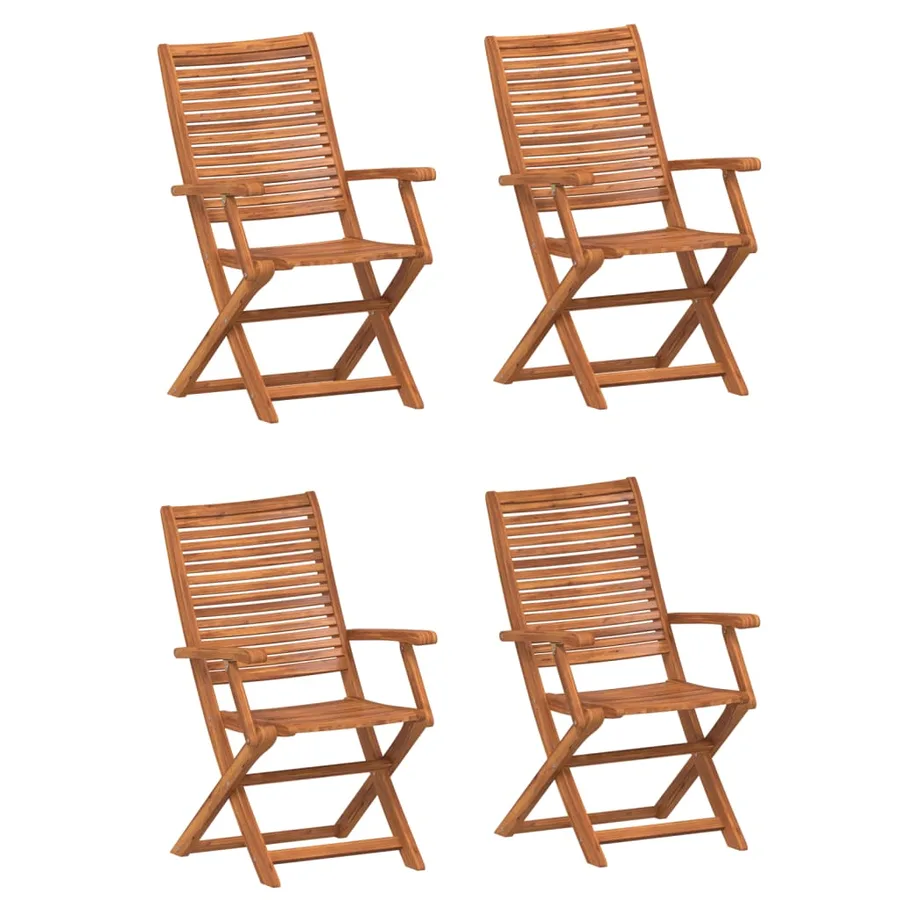 Chaises pliables de jardin lot de 4 bois massif d'acacia - 2