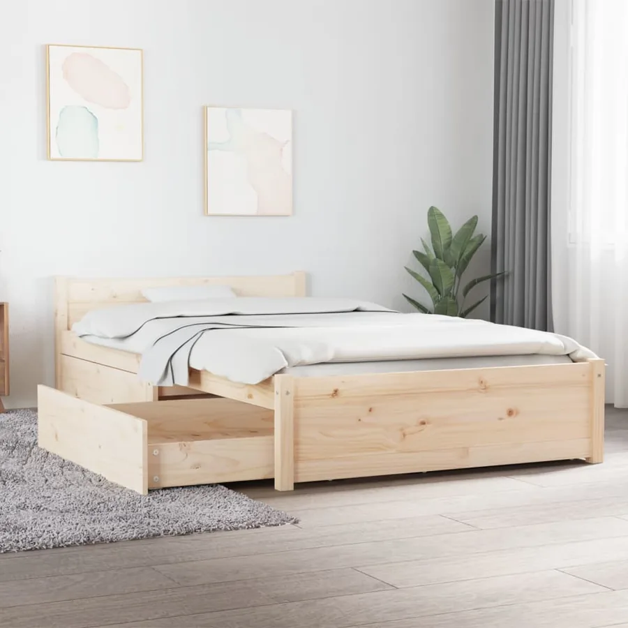 Cadre de lit sans matelas avec tiroirs 90x200 cm