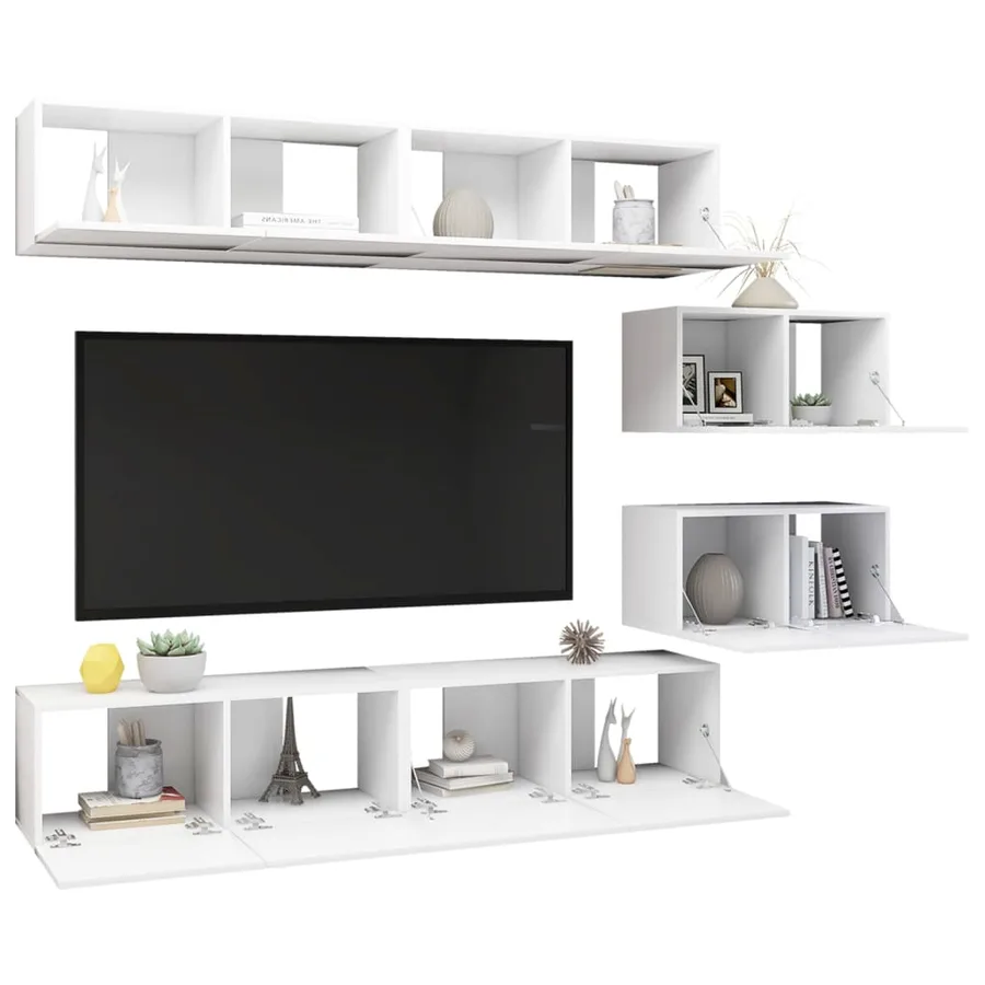 Ensemble de meubles TV 6 pcs Blanc Bois d'ingénierie - 3