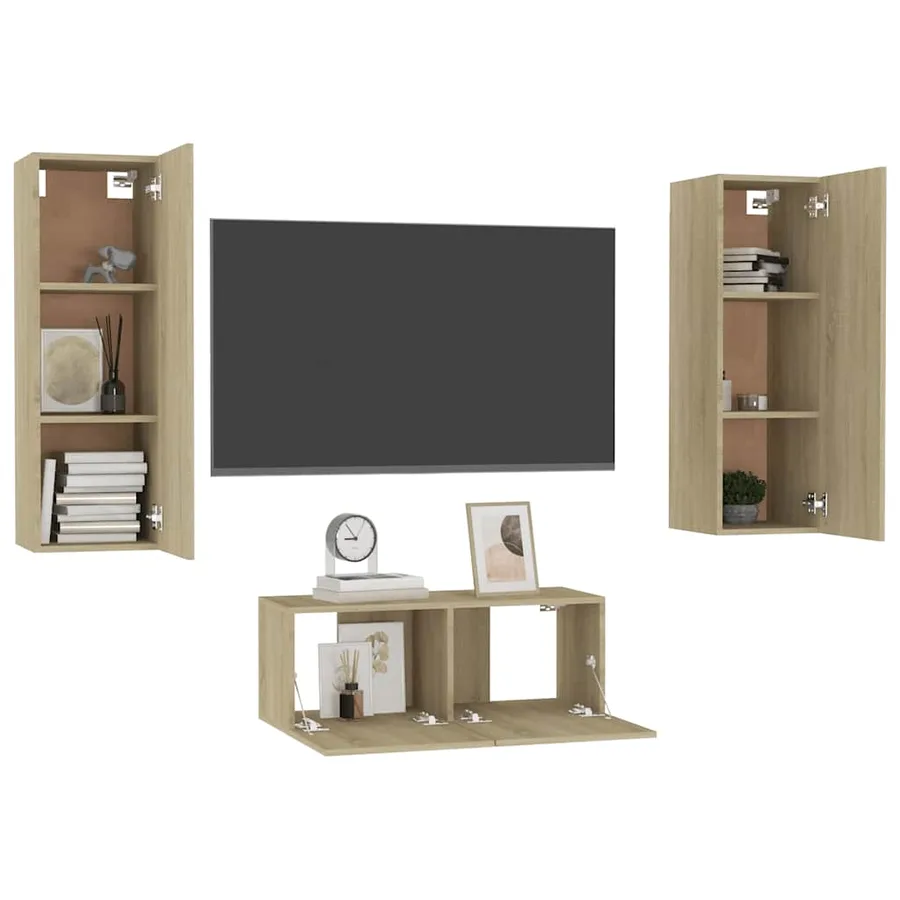 Ensemble de meubles TV 3 pcs Chêne sonoma Bois d'ingénierie - 3