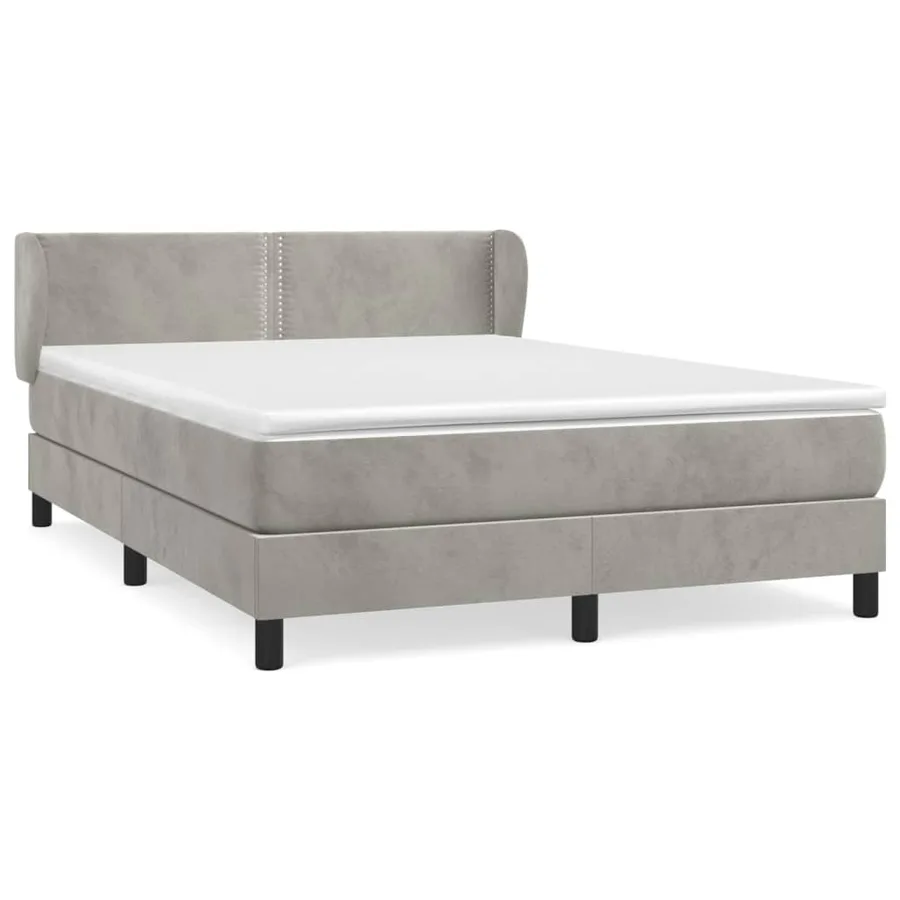 Sommier à lattes de lit et matelas Gris clair 140x190cm Velours - 2