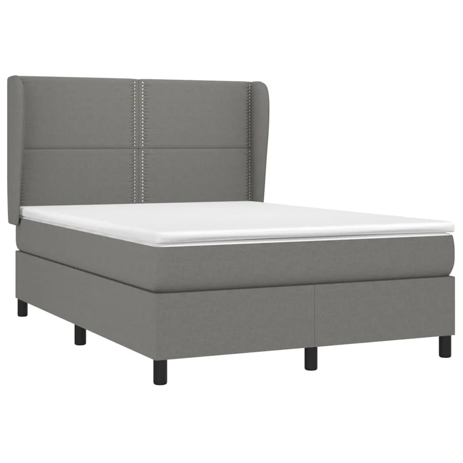 Sommier à lattes de lit avec matelas Gris foncé 140x200cm Tissu - 3
