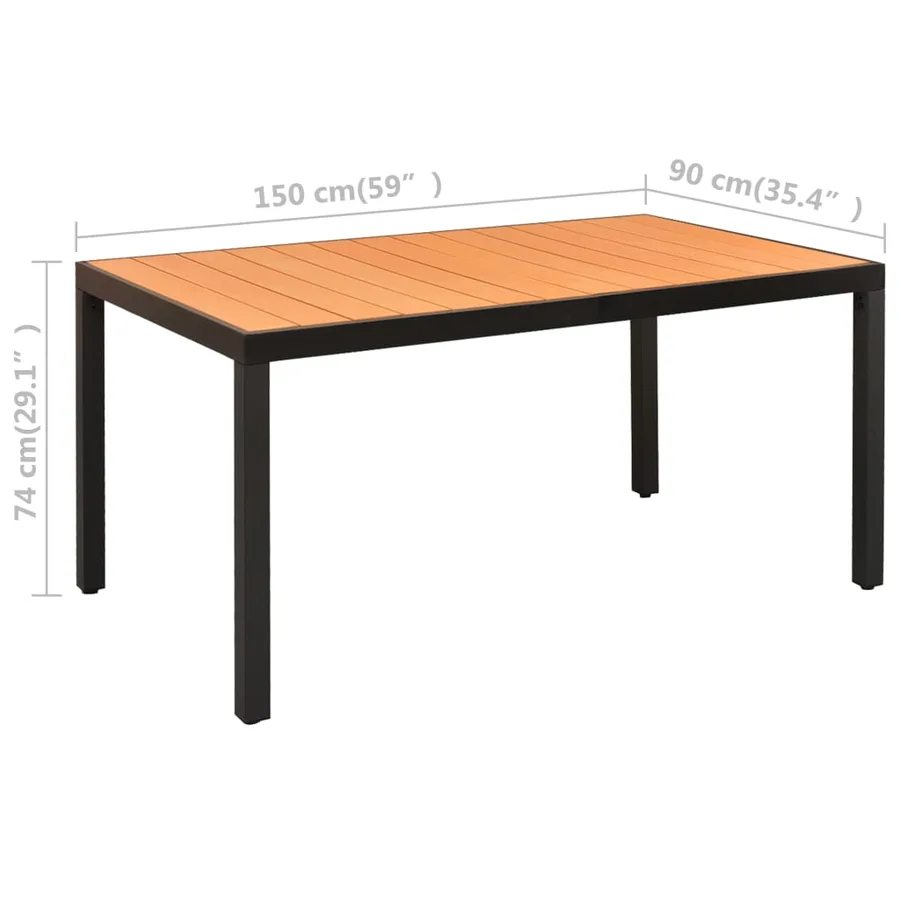 Ensemble à manger de jardin 5 pcs noir et marron - 11