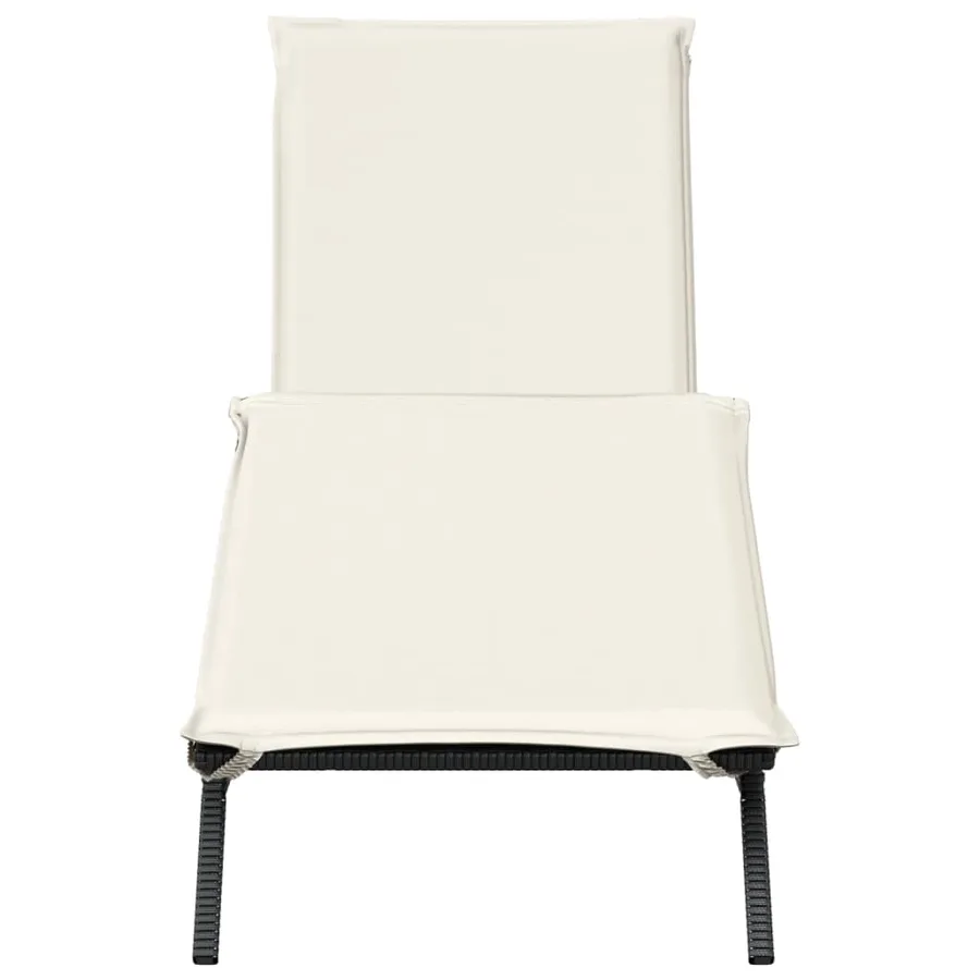 Chaise longue avec coussin noir résine tressée - 4