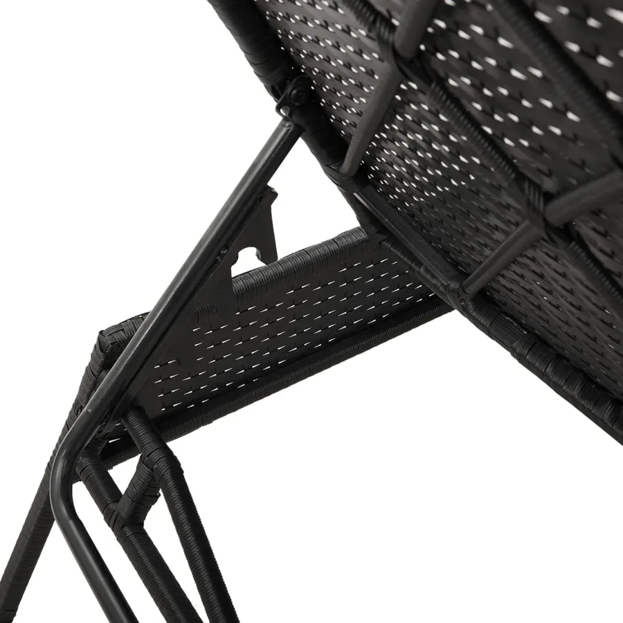Chaise longue avec coussin noir résine tressée - 9