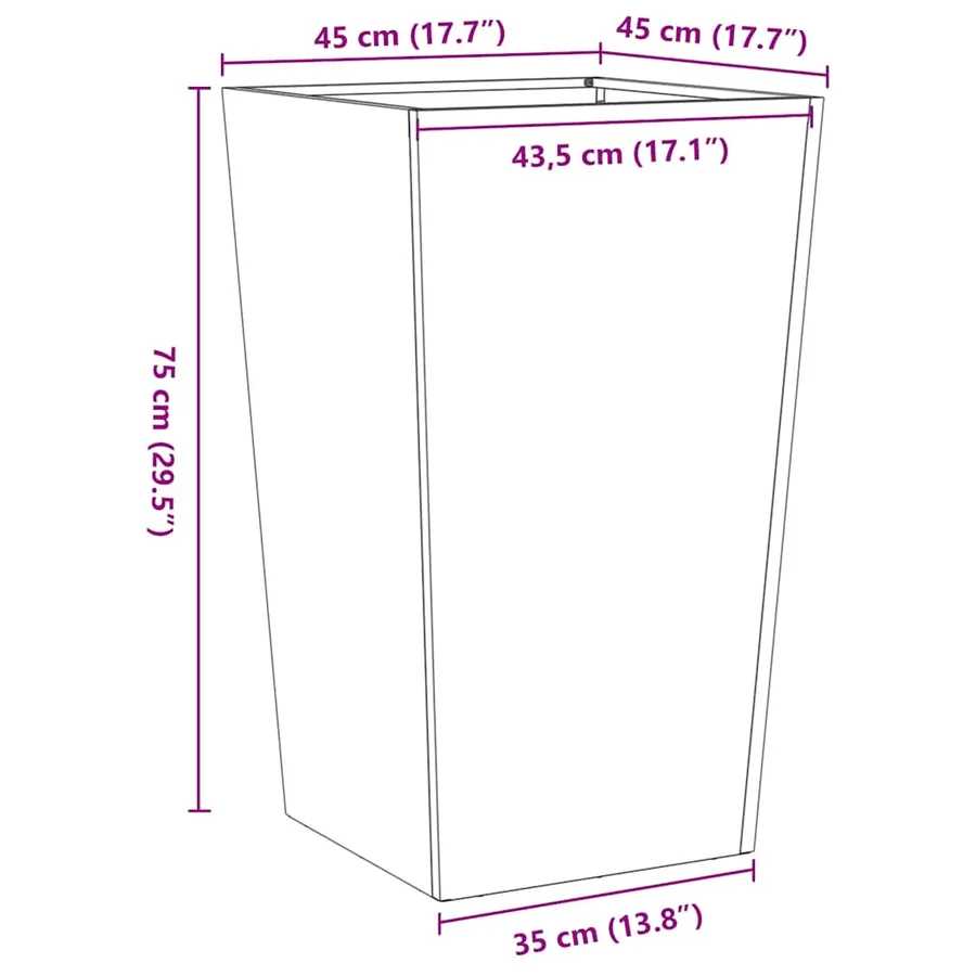Jardinières 2 pcs 45x45x75 cm acier galvanisé - 13