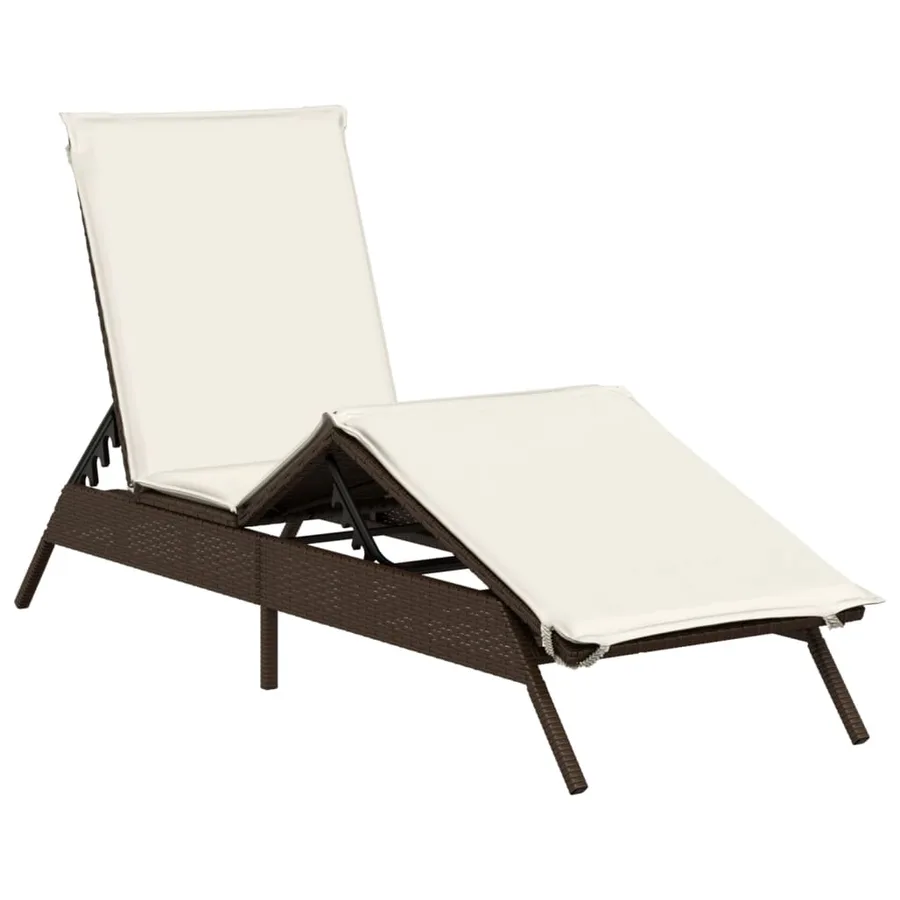 Chaises longues avec coussins lot de 2 marron résine tressée - 4